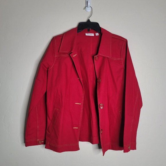 D&Co. Jackets & Blazers - d & co Denim and Company Women’s Size M Button Up Red Denim Jean Jacket